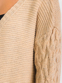 WOMEN'S LONG DETAILED SLEEVE OPEN FRONT CARDIGAN