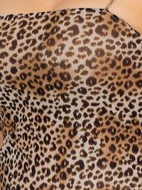 PLUS SIZE SLEEVEVESS FRONT SLIT ANIMAL PRINT MAXI DRESS