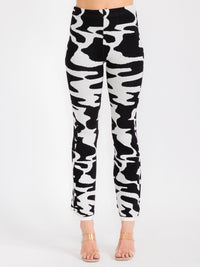 WOMEN'S ELASTIC WAIST COLORBLOCK WIDE LEG PANTS