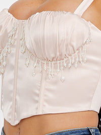 WOMEN'S SLEEVELESS V-NECK STUDS OPEN BACK CROP TOP
