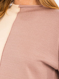 WOMEN'S LONG SLEEVE MOCK NECK KNIT COLORBLOCK TOP