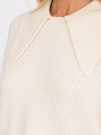 WOMEN'S LONG SLEEVE COLLAR HIGH-LOW PULLOVER SWEATER
