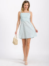 WOMEN'S SLEEVELESS SMOCK FLORAL MINI DRESS
