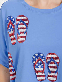 WOMEN'S SHORT SLEEVE HIGH-LOW GRAPHIC PATRIOTIC SHIRT