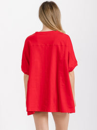 WOMEN'S SHORT SLEEVE HIGH-LOW GRAPHIC PATRIOTIC SHIRT