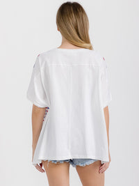 WOMEN'S SHORT SLEEVE STRIPES GRAPHIC PATRIOTIC OVERSIZED SHIRT