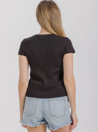 WOMEN'S SHORT SLEEVE RIBBED TOP