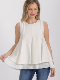 WOMEN'S SLEEVELESS PLEATED RUFFLE BOTTOM HEM TANK TOP
