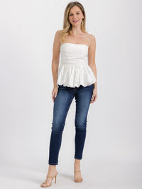 WOMEN'S SLEEVELESS SMOCK PEPLUM TUBE TOP