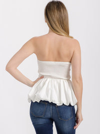 WOMEN'S SLEEVELESS SMOCK PEPLUM TUBE TOP