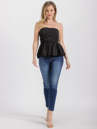 WOMEN'S SLEEVELESS SMOCK PEPLUM TUBE TOP