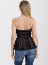 WOMEN'S SLEEVELESS SMOCK PEPLUM TUBE TOP