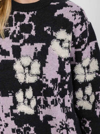 WOMEN'S LONG SLEEVE FLORAL PRINT PULLOVER SWEATER