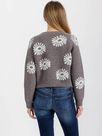 WOMEN'S LONG SLEEVE MULTI PRINT PULLOVER SWEATER