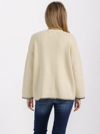 WOMEN'S LONG SLEEVE FRONT POCKETS BUTTON CLOSURE TRIM DETAILED CARDIGAN