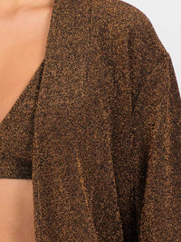 WOMEN'S LONG SLEEVE CARDIGAN WITH CROP TOP & WIDE LEG PANTS SHIMMER 3PC. SET