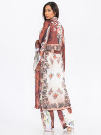 WOMEN'S LONG SLEEVE KIMONO & WIDE LEG PANTS MULTI PRINT 2PC. SET