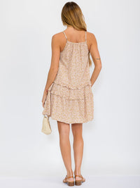 WOMEN'S SLEEVELESS SMOCK TIERED FLORAL MINI DRESS