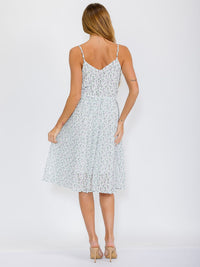 WOMEN'S SLEEVELESS ELASTIC WAIST FLORAL MIDI DRESS