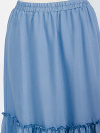 WOMEN'S ELASTIC WAIST RUFFLE BOTTOM HEM MIDI SKIRT