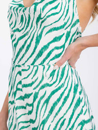 WOMEN'S SLEEVELESS COWL NECK OPEN BACK PRINTED WIDE LEG JUMPSUIT