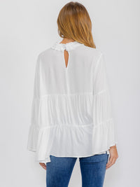 WOMEN'S LONG BELL SLEEVE MOCK NECK TUNIC BLOUSE