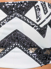WOMEN'S SLEEVELESS CROP TOP & ZIP UP MINI SHORT SEQUINS DETAILED 2PC SET