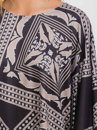 WOMEN'S LONG SLEEVE MULTI PRINT TUNIC BLOUSE