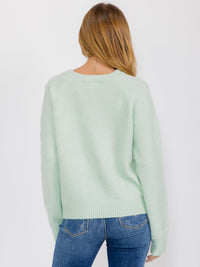 WOMEN'S LONG SLEEVE FLOWER DETAILED PULLOVER SWEATER