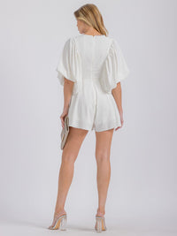 WOMEN'S SHORT SLEEVE V-NECK BUTTON UP ROMPER