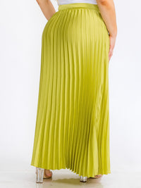 PLUS SIZE ZIPPER CLOSURE PLEATED MAXI SKIRT