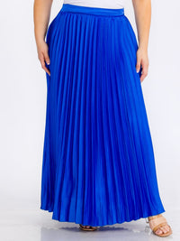 PLUS SIZE ZIPPER CLOSURE PLEATED MAXI SKIRT