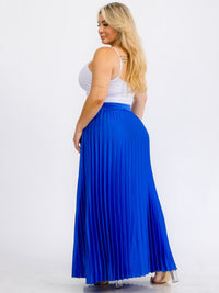 PLUS SIZE ZIPPER CLOSURE PLEATED MAXI SKIRT