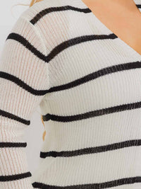 PLUS SIZE LONG SLEEVE OPEN FRONT STRIPES COLORBLOCK CARDIGAN