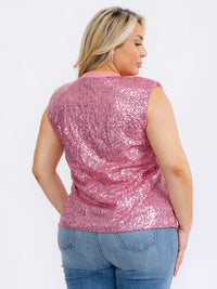 PLUS SIZE SLEEVELESS SEQUINS BLOUSE TOP