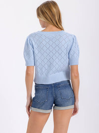 WOMEN'S SHORT SLEEVES V-NECK KNIT TOP
