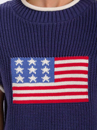 WOMEN'S SHORT SLEEVE COLORBLOCK AMERICAN FLAG TOP
