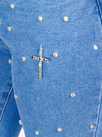 WOMEN'S BUTTON CLOSURE POCKETS CROSS STRETCH DENIM SKINNY JEANS