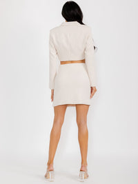 WOMEN'S LONG SLEEVE BLAZER & ZIP UP MINI SKIRT 2PC. SET