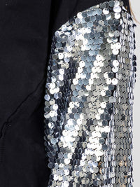WOMEN'S LONG SEQUINS SLEEVES PULLOVER HIGH-LOW SWEATER