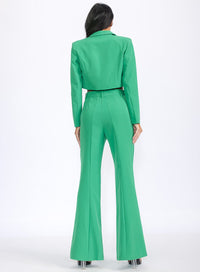 WOMEN'S LONG SLEEVE BLAZER & BUTTON CLOSURE PANTS SOLID 2PC. SET