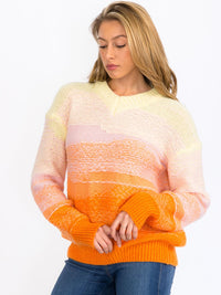 WOMEN'S LONG SLEEVES PULLOVER COLORBLOCK SWEATER