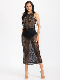 WOMEN'S SLEEVELESS KNIT MAXI COVER UP DRESS