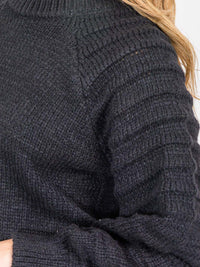 WOMEN'S LONG RIBBED SLEEVES PULLOVER SWEATER