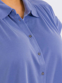 PLUS SIZE SHORT BUTTON UP BLOUSE TOP