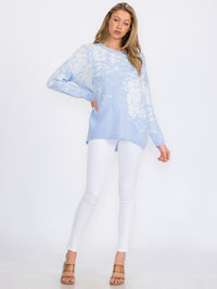 WOMEN'S LONG SLEEVES PULLOVER HIGH-LOW COLORBLOCK TIE DYE SWEATER