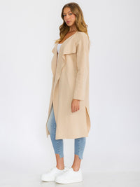 WOMEN'S LONG SLEEVE OPEN FRONT POCKETS DRAPE CARDIGAN