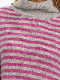 WOMEN'S LONG SLEEVE TURTLE NECK STRIPES COLORBLOCK SWEATER MINI DRESS