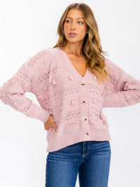 WOMEN'S LONG SLEEVE BUTTON CLOSURE CARDIGAN KNIT SWEATER