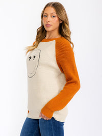 WOMEN'S LONG SLEEVE GRAPHIC COLORBLOCK PULLOVER SWEATER